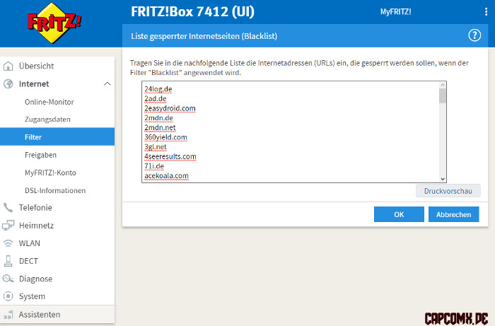 Fritzbox-Menü Domains eintragen